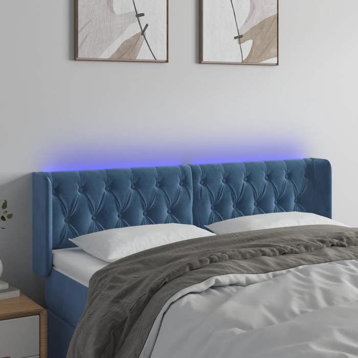 VidaXL LED Headboard Bedroom Furniture Double Bed Accessory Head of Bed Frame Interior Dark Blue 3123624