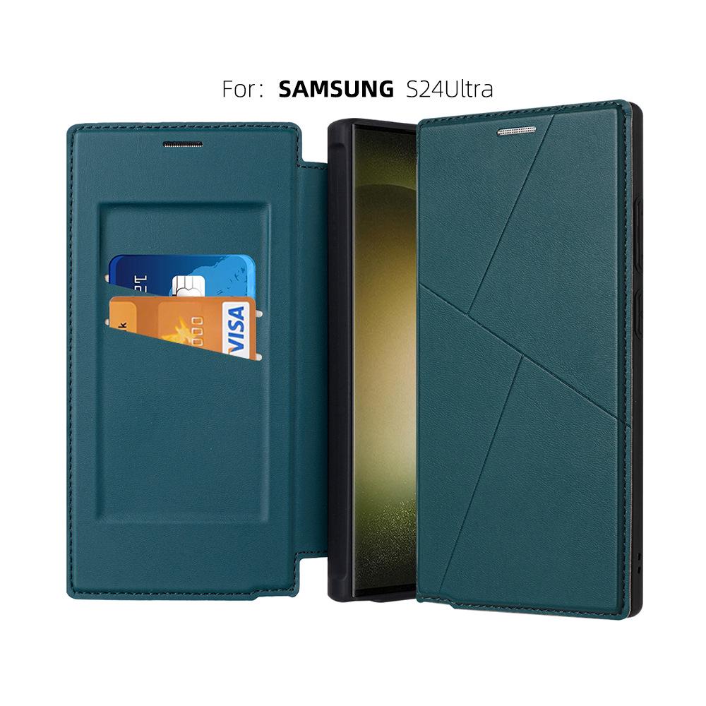 Кожаный чехол-раскладушка Samsung S25 Flip Ultra - Полное покрытие, Легкий, Магнитный слот для карт