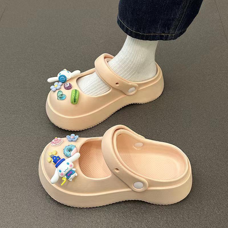 Женские модные черные сандалии 2023 года с закрытым носком и толстой подошвой, нескользящие