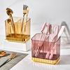 1 Set Cutlery Storage Box Large Capacity Light Luxury Transparent Compartment Forks Spoon Cutlery Storage Box Kitchen Gadget