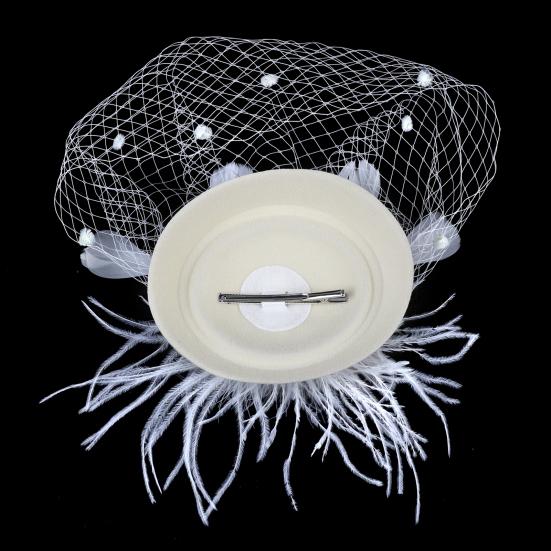 Обруч для волос дизайн милый чародей шляпа ручной работы благородный сплошной цвет искусственные перья сетчатый декор свадебный головной убор аксессуары для волос