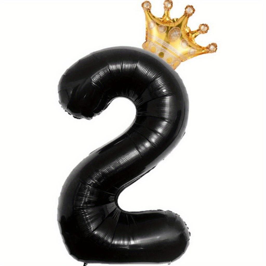 2pcs Black 0-9 & Crown Balloons for All Occasions - Party/Home Deco