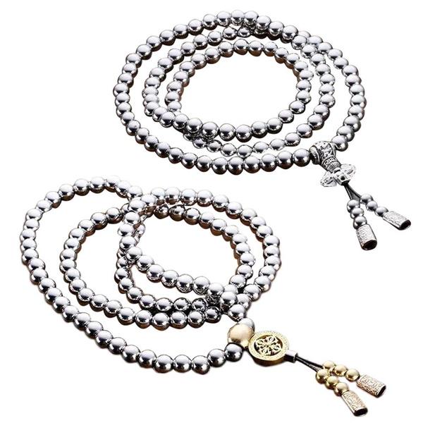 Открытый Сталь 108 Бусины Будды Ожерелье Цепь Титановая Сталь Металлический Кнут Аксессуары Для Самообороны