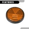 Partuto Set of 4 1.73"x0.31" Universal Reflectors - Round Orange Motorcycle Safety Reflectors for