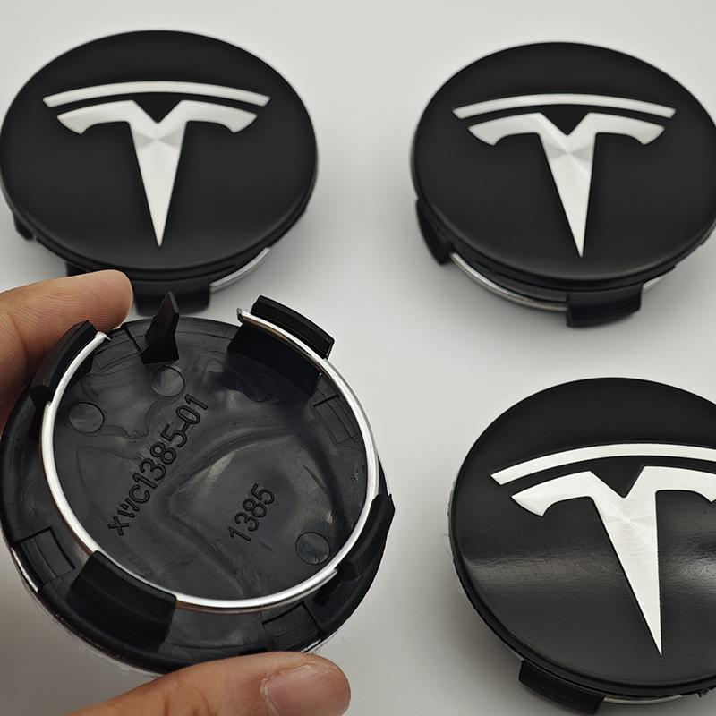 ANC1 4pcs 56mm Black Silver Car Wheel Center Caps Rims Hub Cover Logo For Tesla Model 3 Y X S Hubcaps Auto Accessories