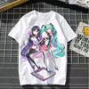 Футболка с милым принтом японского аниме-персонажа MIKU 2024 года, летняя женская и мужская футболка с 3D-принтом, уличная мода, повседневный стиль, короткий рукав для детей