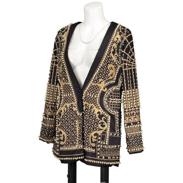 Jacket Blazer Black Floral Print Blazer Long Sleeve V-neck Blazer Ladies Elegant Slim Waist Ladies