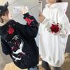Autumn Embroidery Warm Hoodie Sweatshirt Women New Loose Coat Sweatshirt Outwear Hoodies Tops Clothes Hooded Tops Elegant Female Sweatshirts