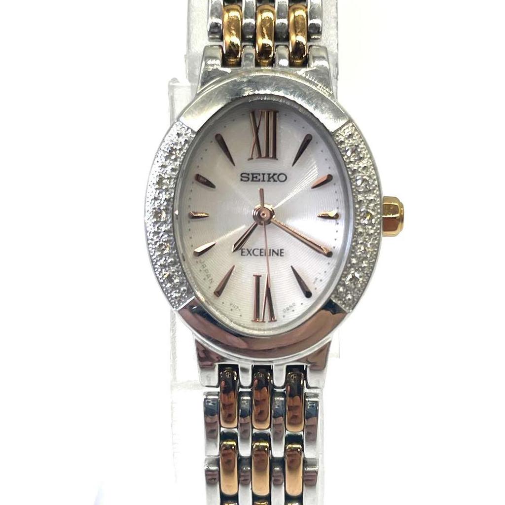 [USED] Seiko Exceline Watch V117-0AV0 with 10 Diamonds