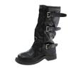 Retro pant tube boots long boots women's autumn and winter new tall stacking boots Spice girl British medium tube knight boots