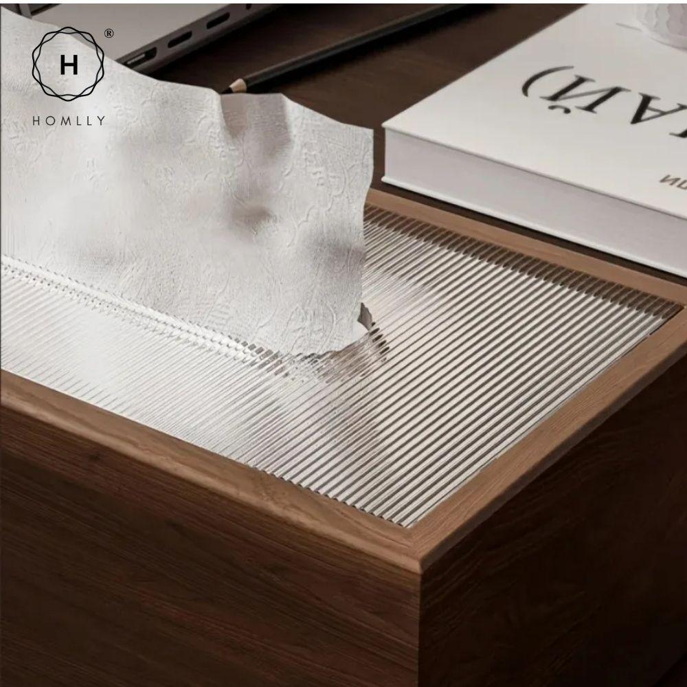 HOMLLY Wooden Mesh Tissue Box