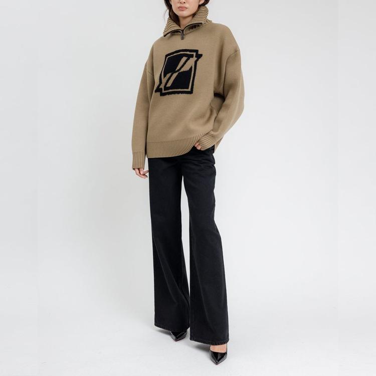 WE11DONE High-Waisted Buttoned Wide-Leg Floor-Length Denim Pants Women pants Black WD-DP3-21-340-W-BK
