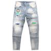 Модные мужские облегающие джинсы с вышивкой и стильными рваными деталями