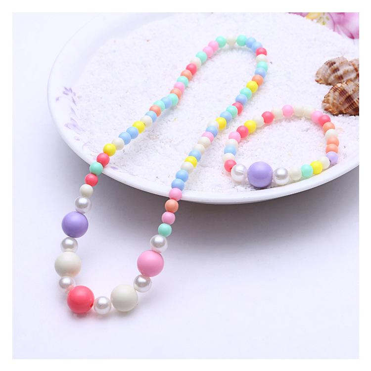 1 комплект, подарки для милых девочек, детские аксессуары принцессы, акриловые бусины, ожерелье с цветком, браслет, набор браслетов из бусин «сделай сам»