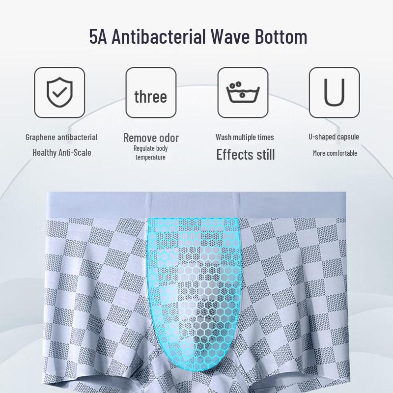 Мужские модальные антибактериальные бесшовные боксеры-брифы в клетку