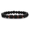 Black Matte Onyx with Cube Lava Bracelet Yoga Balance Energy Stretch Bracelet Men Women Natural Gemstone Healing Jewelry