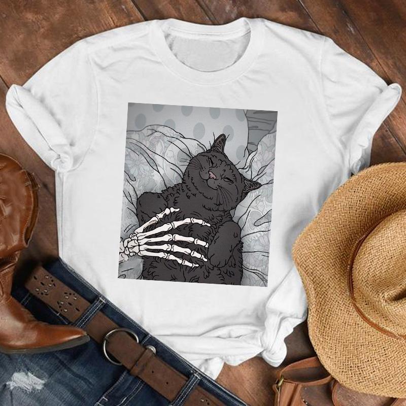 Women Lady Printed Cartoon 90S Horror Sleep Fashion Shirt Clothes Tshirt Female Print T Tee