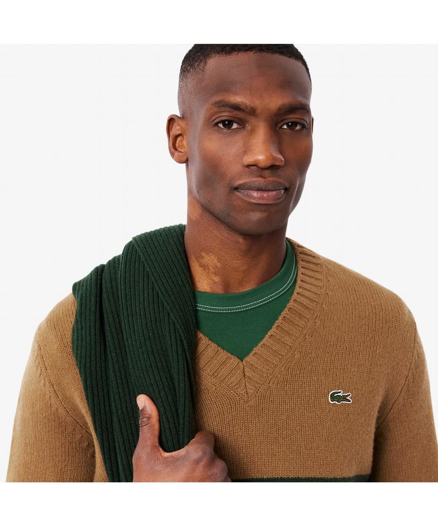 LACOSTE Men'S Striped V-Neck Sweater Ah5180-55N 9Iq