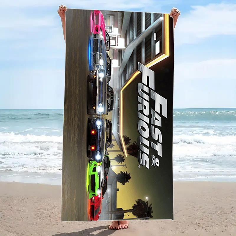 Fast Furious Print Beach Towel, Large Soft Quick Dry Towel for Beach Camping Swimming