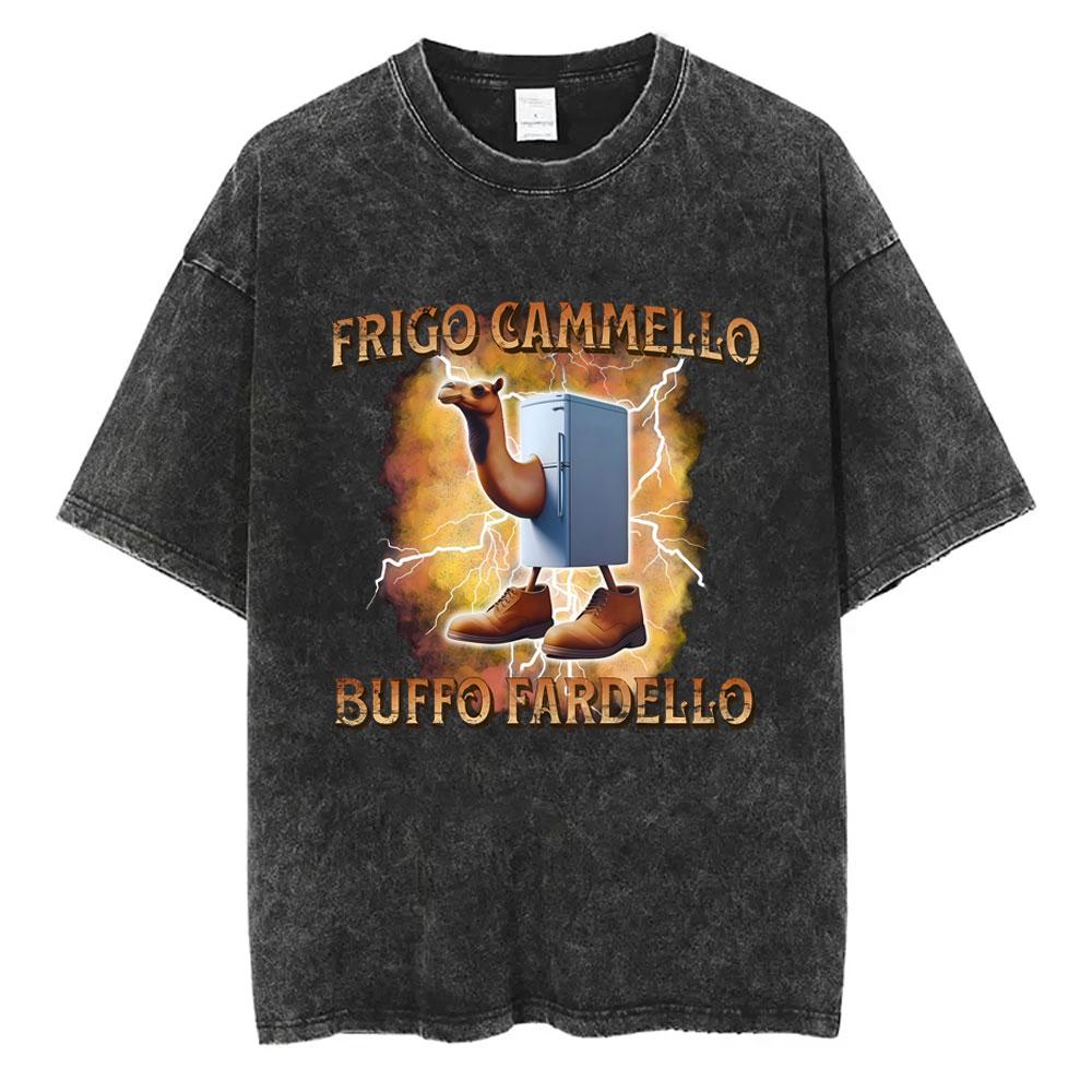 Italian Brainrot Ballerina Cappuccina Funny Meme Vintage Washed Tshirt Unisex Humor Fashion Tshirts Men Casual Cotton T Shirts