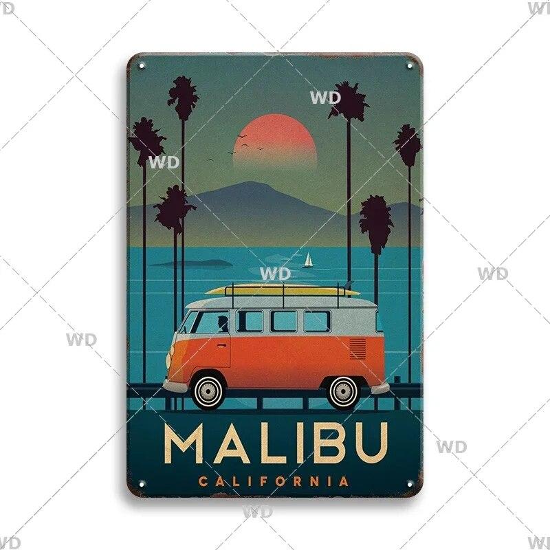 Tin Sign Landscape Paris Havana Tokyo Sydney Malibu Los Angeles Chicago City Metal Vintage Plaque Retro Decorative Plate Decor