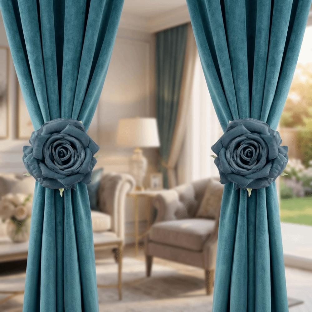 Realistic Rose Curtain Clips Exquisite Curtain Straps Clips Curtain Tape Dormitory