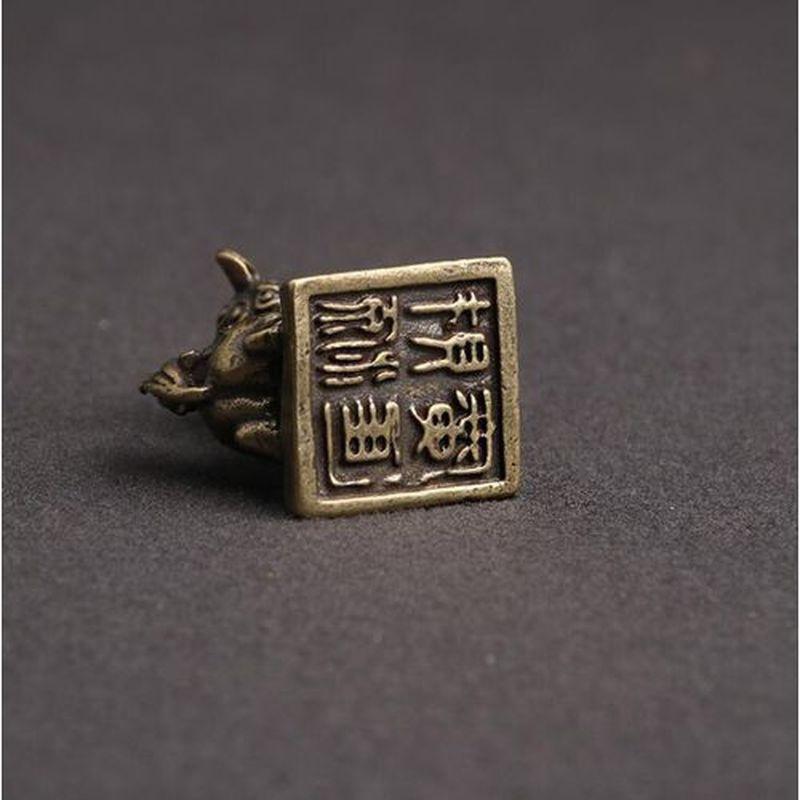 Старый латунный лев, печать удачи, настольное украшение, брелок-подвеска