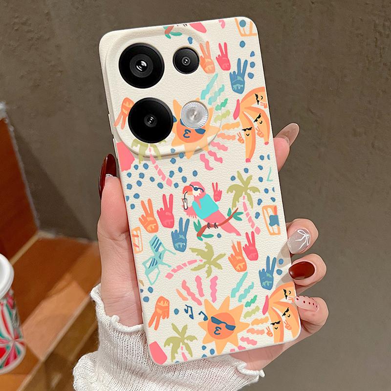 Цветной чехол с мультяшным рисунком для Xiaomi 14T 13T 11T Pro, силиконовая накладка с текстурой кожи, Funda для Redmi Note 14 13 Pro 4G 5G 12 11