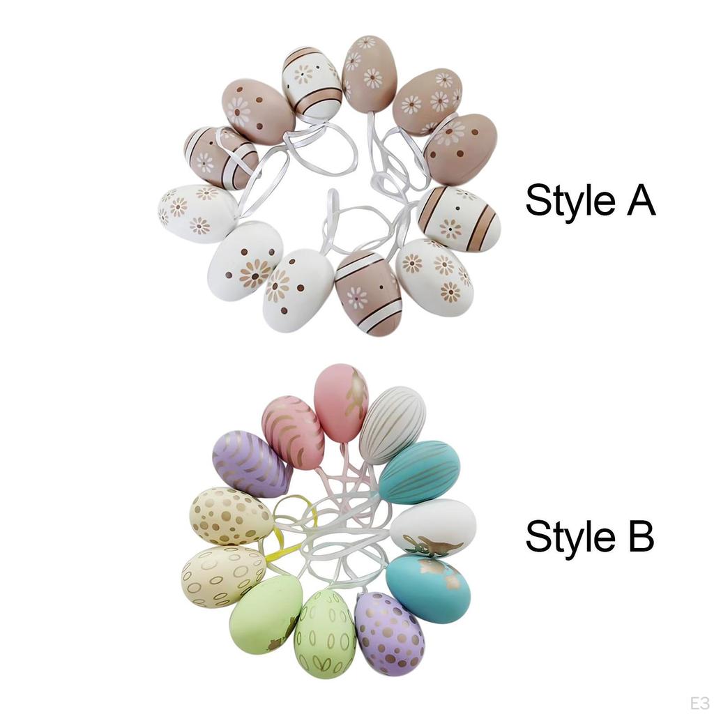 12 шт. пасхальные яйца, украшения для яиц, красочные с веревкой для школьных проектов