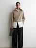 Women's 100% Wool Cardigan Sweater with Lapels and Double Zipper - Solid Color, Loose Fit, High Quality Outerwear