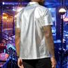 Мужская летняя рубашка с глянцевой поверхностью, отложным воротником, однобортный кардиган, свободная рубашка для вечеринок, повседневная одежда средней длины, топ