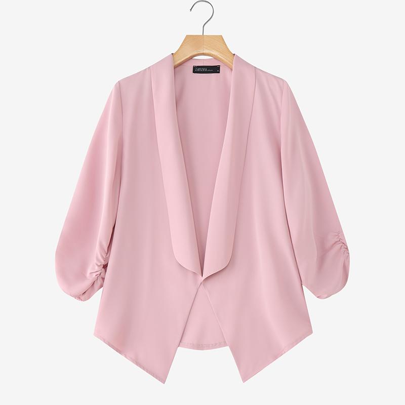 ZANZEA Женские повседневные кардиганы с отложным воротником, свободные, с длинными рукавами