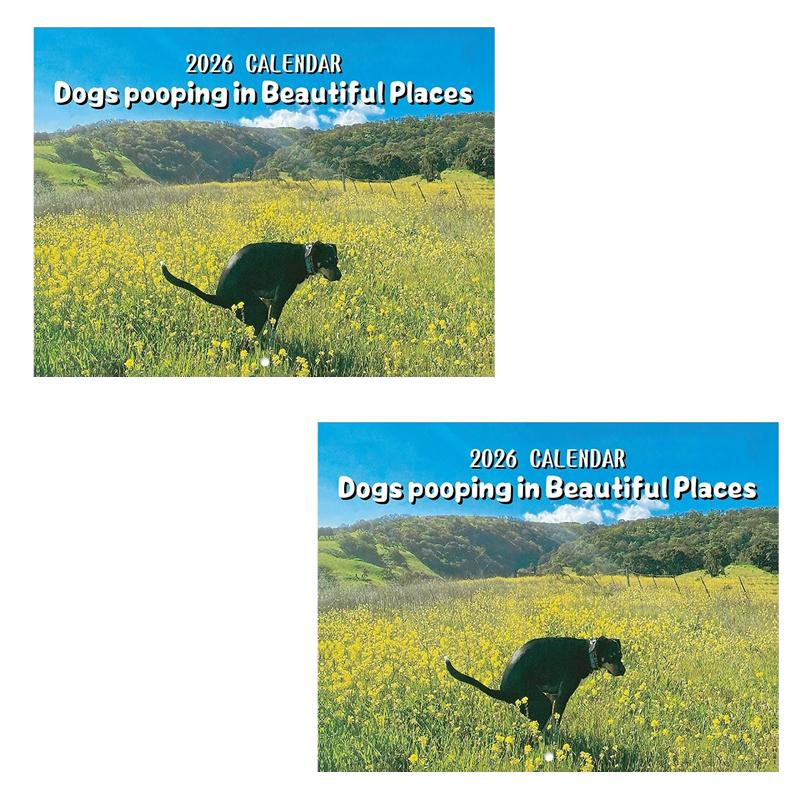 Calendar 2026 Dogs Pooping In Beautiful Places Funny Gag Gifts Thick Paper Wall Calendar Holiday Christmas White Elephant Gifts