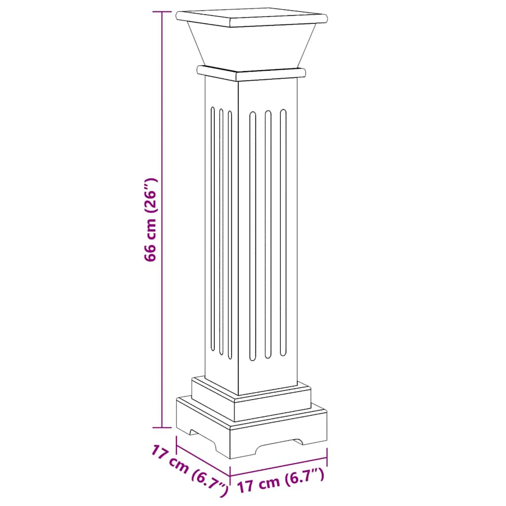 Classic Column Plant Stand Black 17 x 17 x 66 cm MDF