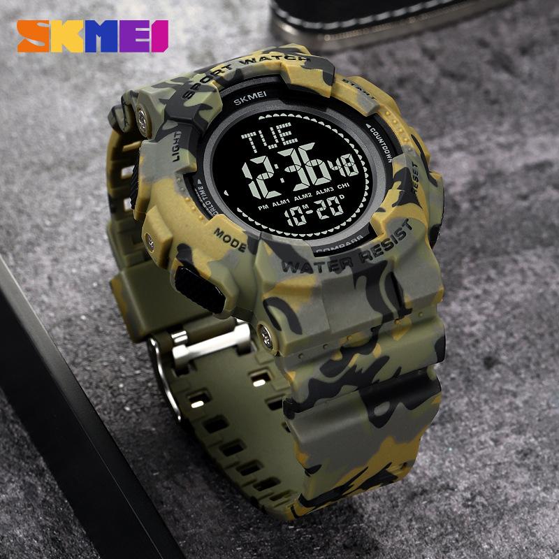 Moment American Student Outdoor Mountaineering Compass Army Green Camouflage Sports Electronic Watch Водонепроницаемые светящиеся многофункциональные часы