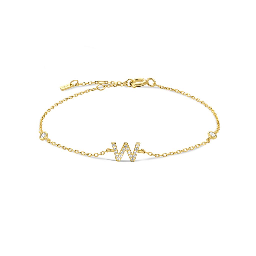 VEWANT 925 Silver Monogram Letter A - Z Initial Charm Chain Bracelet Luxury Wedding CrystalFine Jewelry