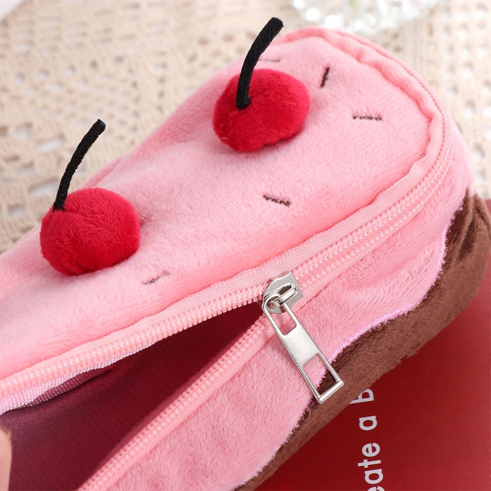 Cosmetic Bags Plush Pen Bag Cherry Cake Pencil Pouch Fashion Stationery Bag Stationery Box