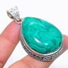 Натуральная хризоколла малахит серебро 925 пробы ювелирный кулон 2,36" N5r35