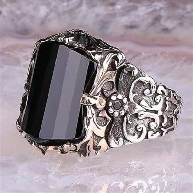 Новые винтажные кольца в стиле панк-Турция, овальные черные черные кольца с геометрическим рисунком, подходящие для юбилея, свадьбы, мужские кольца, элитные роскошные ювелирные изделия