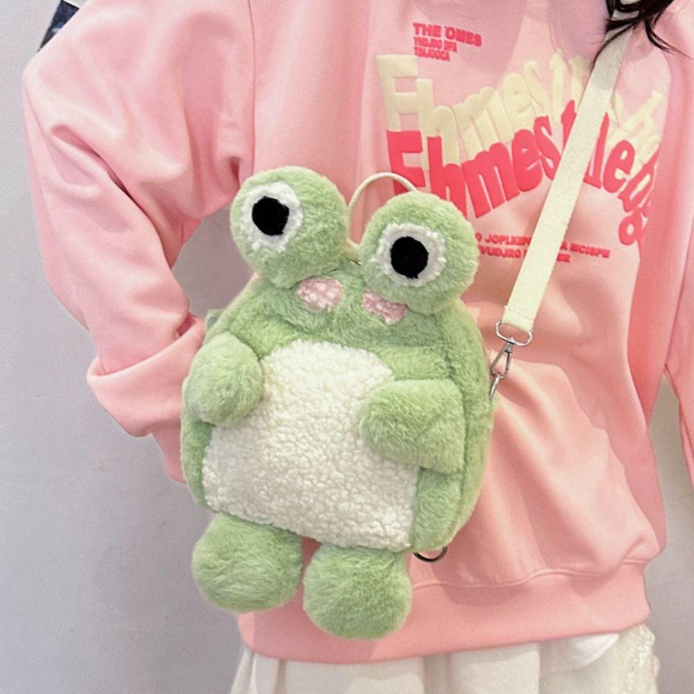 Мягкая детская школьная сумка Y2K с изображением лягушки, модная сумка через плечо с изображением животного-лягушки для детей/девочек