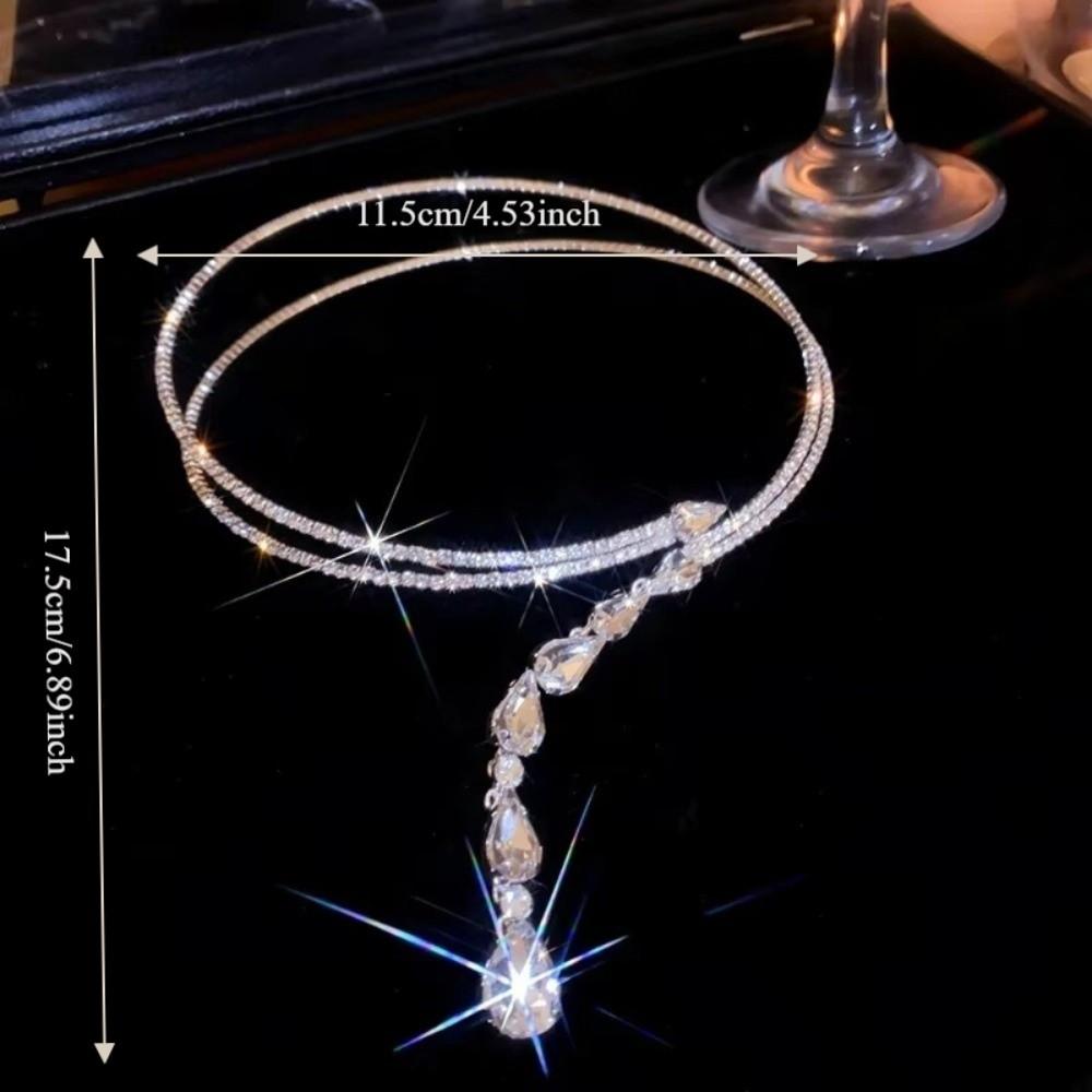 Temperament Collar Style Rhinestone Choker Water Drop Sparkling Zircon Crystal Necklace Light Luxury Women Neck Jewelry Wedding