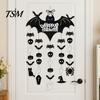 Spooky Home Decor Happy Halloween Bat Hanging Door Sign, Skull Spider Paper Black Cutouts Ornament, Large Wall Hanger for Party Supplies Sign