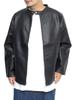 One Colors Men's Leather Jacket, Plus Size, PU Leather, Single Breasted, Black, Size 3L