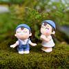 2шт мальчик девочка дети пара миниатюрный орнамент ремесло DIY пейзаж кукольный домик декор