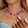 Новое модное короткое ожерелье из цветных граненых стеклянных бусин, женские аксессуары, карнавальные аксессуары на День независимости, ожерелье на ключицу