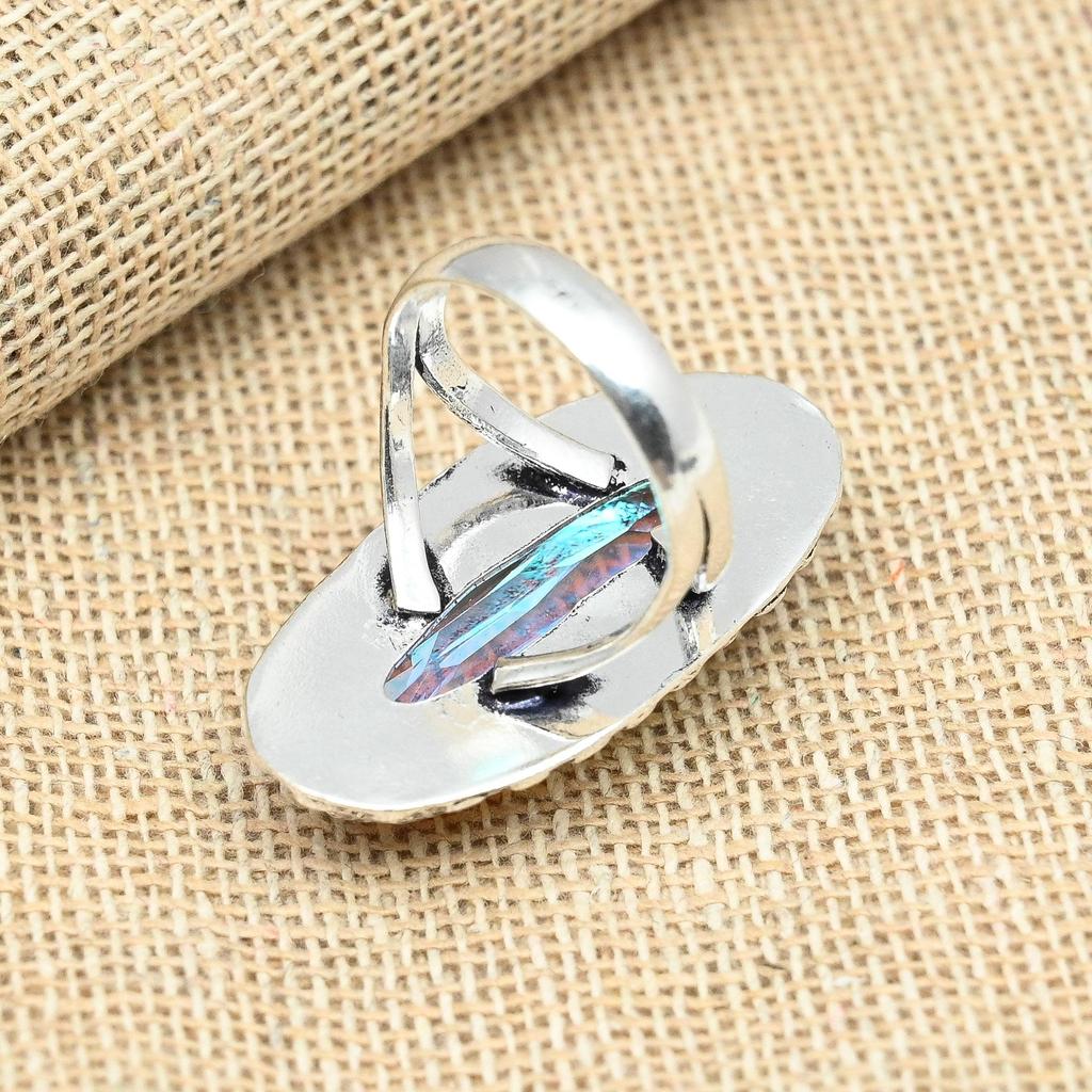 Rainbow Mystic Topaz 925 Sterling Silver Handmade Women Jewelry Wedding Gift Ring