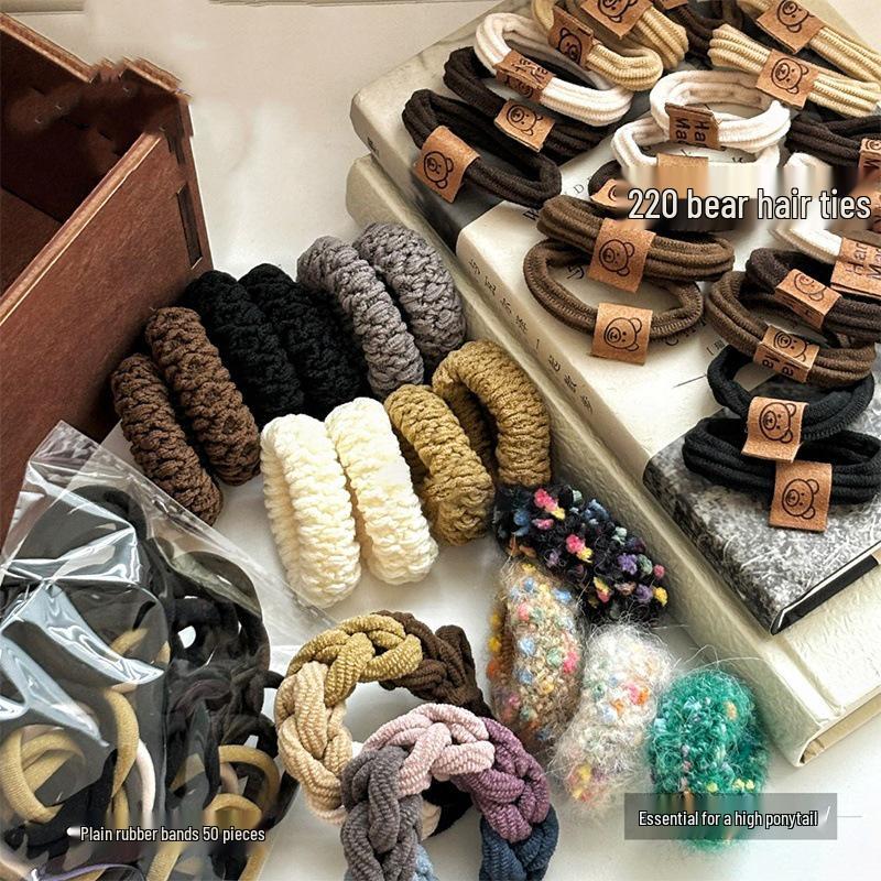 86 Trendy Thick Bear Hair Ties: Elastic Bands for Women, Bai Lu Style, High Ponytail, Thickened & Widened