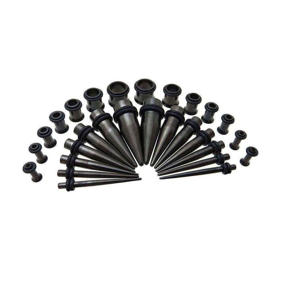 36 шт./лот, разноцветные акриловые ушные манометры, наборы для растяжки с конусом и вилкой, винтажный черный расширитель для ушей, ювелирные изделия 1,6 мм-10 мм