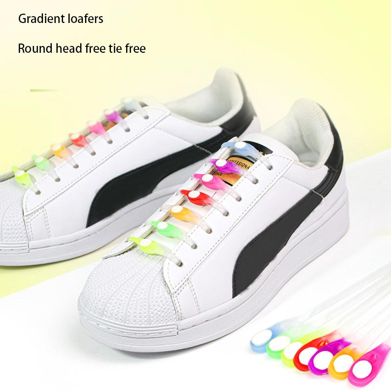 № 8, 12 шт. градиентные эластичные силиконовые шнурки без завязок, эластичные шнурки, кроссовки для взрослых и детей, ленивые шнурки для обуви, резиновые шнурки