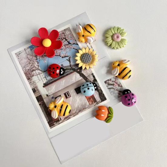 10 шт. мультяшный магнит на холодильник с изображением животных и цветов для домашнего офиса, кухни, шкафчика, холодильника, магнитный 3D-набор пчел, божьей коровки, тюльпана, подсолнуха, украшение